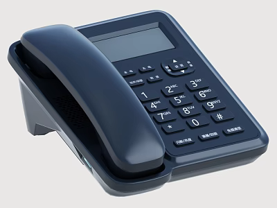 Digital Desk Landline Phone With LCD Display And Numeric Keypad Features 3d model