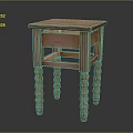 Wooden Stool With Square Seat And Twisted Legs In Light Wood Color