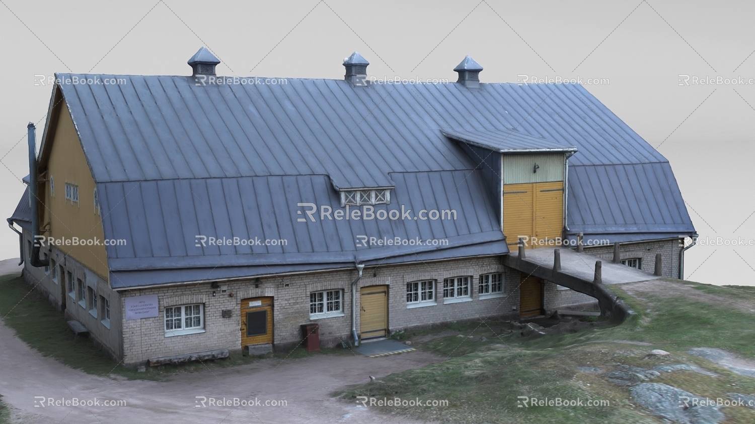 Industrial plant dilapidated house tile factory 3d model