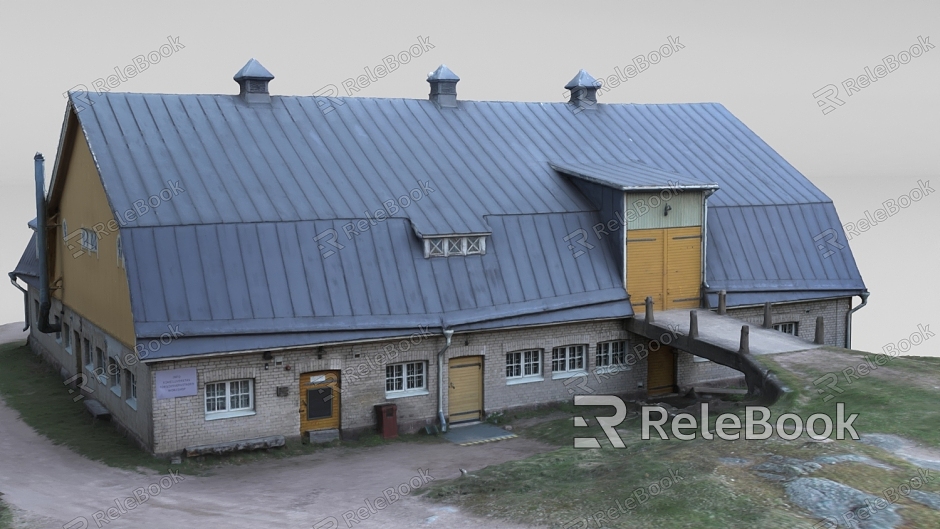 Industrial plant dilapidated house tile factory model