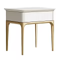 Modern Minimalist White Bedside Table With Ribbed Drawer And Light Wood Legs
