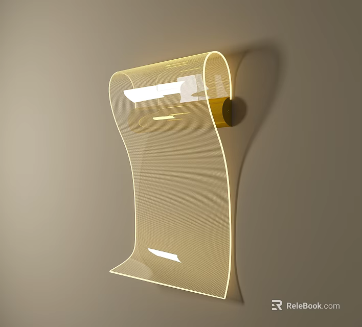 Modern Scroll like Transparent Acrylic Wall Lamp with Warm Yellow Light 3d model