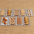 Bread baguette cake donut food dessert 3d model