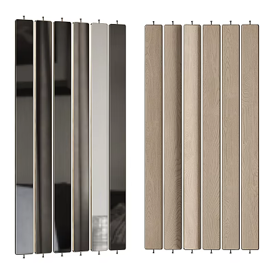 Modern Screen Design With Vertical Wooden Strips And Metal Frame Accents 3d model