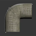Industrial Tunnel Interior Featuring Metal Pipes Concrete Walls Ground Plants And Metal Structures