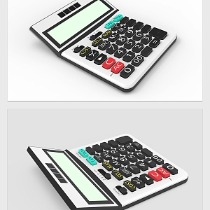 Modern Calculator Black and White Stationery Simple Calculator 3d model