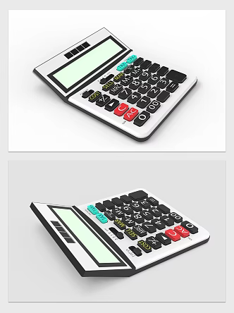 Modern Calculator Black and White Stationery Simple Calculator 3d model