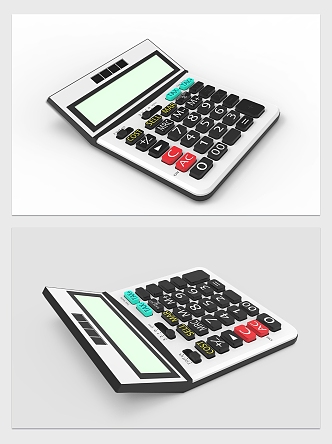 Modern Calculator Black and White Stationery Simple Calculator 3d model