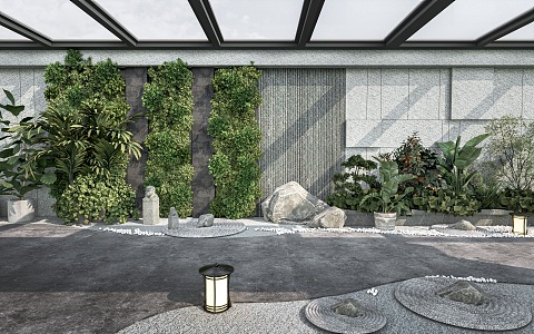 Modern Sun Room Roof Garden Courtyard Garden 3d model