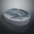 Modern Round Gray Faux Fur Pouf With Soft Plush Surface For Living Room