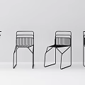 Modern Minimalist Leisure Chairs With Geometric Metal Frame And Sleek Mesh Design