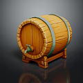 Wooden Barrel With Green Hoops Wooden Stand And Metal Spigot