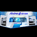 Aisino Exhibition Booth Design With Blue White Theme And Display Screens