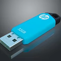 HP 32GB Blue USB Flash Drive with Keychain Hole Portable Storage Device