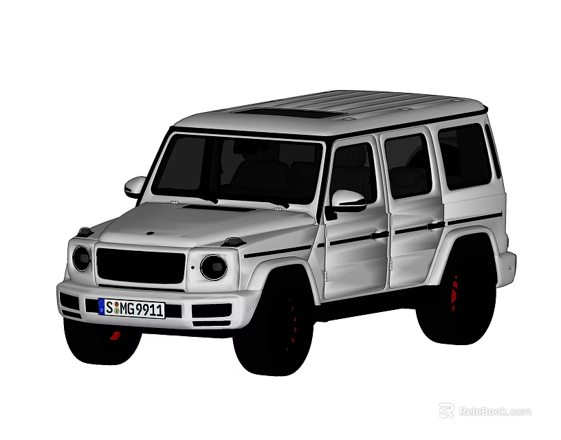 Modern Silver SUV With Roof Rack Black Wheels And Off Road Design 3d model 