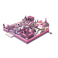 Castle Themed Playground Design With Towers Slides Arches And Decorative Spires