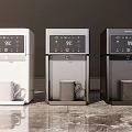 Modern Water Dispensers With Digital Temperature Display And Mugs In Front White Gray Black
