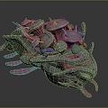 3D Rendered Sci-Fi Fantasy Creature Character With Pink Gray Mushroom Protrusions And Organic Tentacles