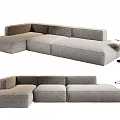 Modern Gray Sectional Sofa Upholstered Design With Side Table For Living Room 3d model