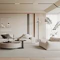Modern Minimalist Living Room Interior With Cozy Sofa And Round Coffee Table