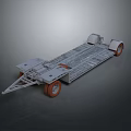 Durable Flatbed Utility Trailer With Orange Wheels And Metal Frame