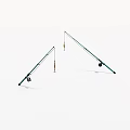 Two Blue Fishing Rods Standing With Reels Isolated On White Background