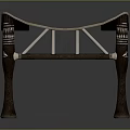 Traditional Wooden Stool Featuring Curved Seat Carved Legs And Crossed Support Structure