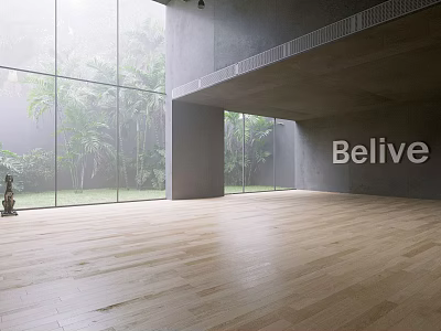 Spacious Loft Living Room With Floor To Ceiling Windows And Wooden Floors 3d model