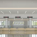 Public Service Hall Interior With Long Counters Windows And Bright Lighting 3d model