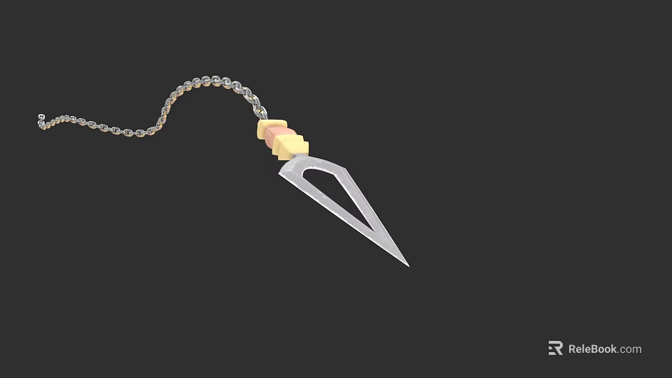 Modern Throwing Dagger Weapon With Sharp Blade Chain And Yellow Accent Design 3d model 