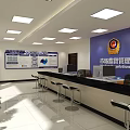 Market Regulation Service Hall Interior Featuring Blue Wall Badge Service Counter And Chairs