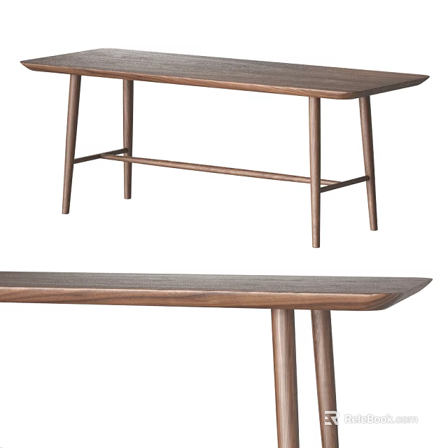 Modern Minimalist Wooden Dining Table With Slim Legs And Smooth Top Surface 3d model 