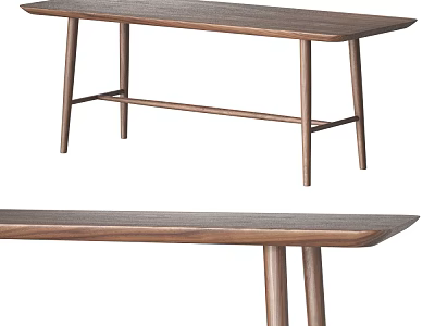 Modern Minimalist Wooden Dining Table With Slim Legs And Smooth Top Surface 3d model