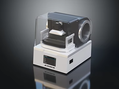 Shimadzu Laboratory Instrument With White Base Black Top And Transparent Cover 3d model