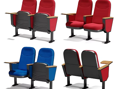 Modern Public Chairs With Armrests Multiple Color Options For Theater Venues 3d model