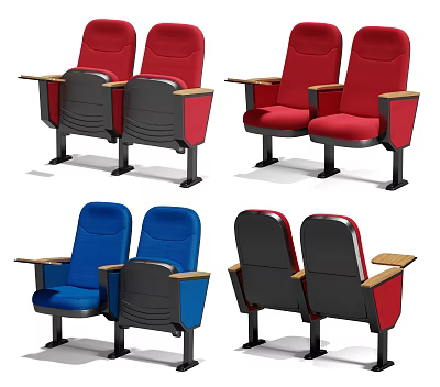 Modern Public Chairs With Armrests Multiple Color Options For Theater Venues 3d model