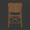 Orange Rattan Leisure Chair With Woven Design And Armrests For Comfortable Seating