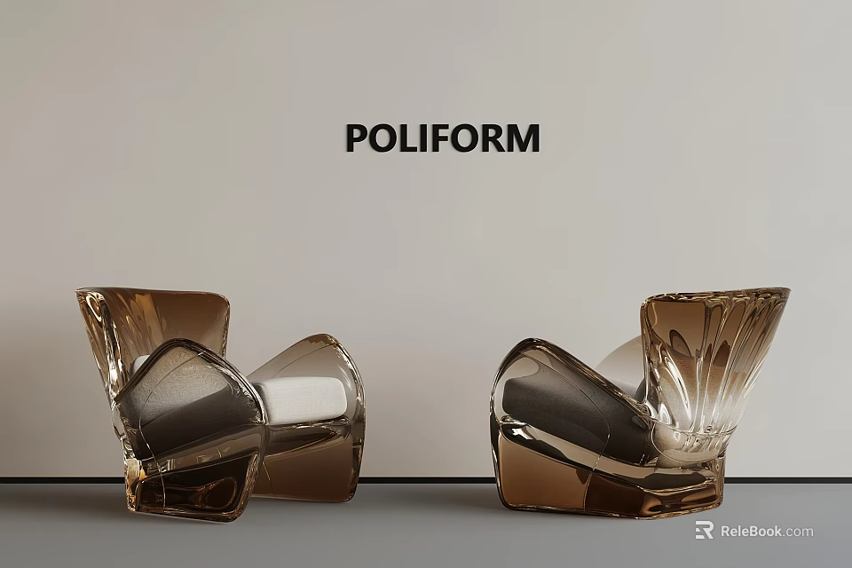 POLIFORM Transparent Modern Chairs With Unique Curved Design And Smooth Lines 3d model 