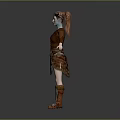 3D Female Character Model With Red Hair Leather Armor And Boots