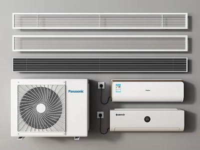Panasonic Air Conditioner Fan Collection With Wall Mounted Outdoor And Ducted Units 3d model