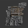 Modern Outdoor Stone Structure Design With Wooden Ladder Steps And Natural Elements