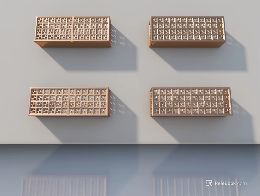 Modern Hinged Door With Grid Panels For Home Interior Design 3d model