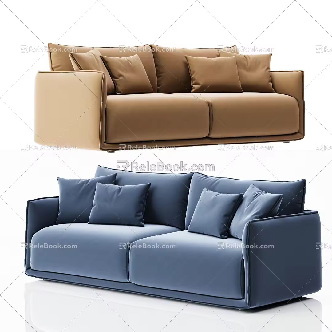 modern double sofa fabric double sofa 3d model