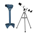 Commercial Telescope Equipment With Blue Base And White Tripod Stand