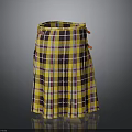 Yellow Purple White Plaid Kitchen Apron With Red Decorative Buttons
