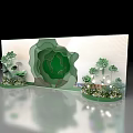 Green Flower Shaped Photo Check in Spot with Green Plants Flowers and Decorations