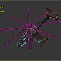 Purple Helicopter Model Featuring Multiple Rotors and Detailed Design on Dark Background