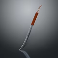 Traditional Weapon With Sharp Metal Blade And Brown Rope Wrapped Handle 3d model