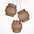 Decorative Natural Brown Woven Chandeliers Featuring Layered Circular Hanging Design For Modern Decor