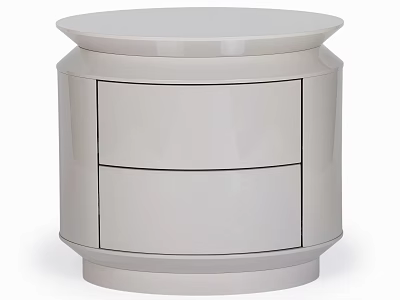 Modern Round Top Nightstand With Two Drawers And Sleek Neutral Design 3d model